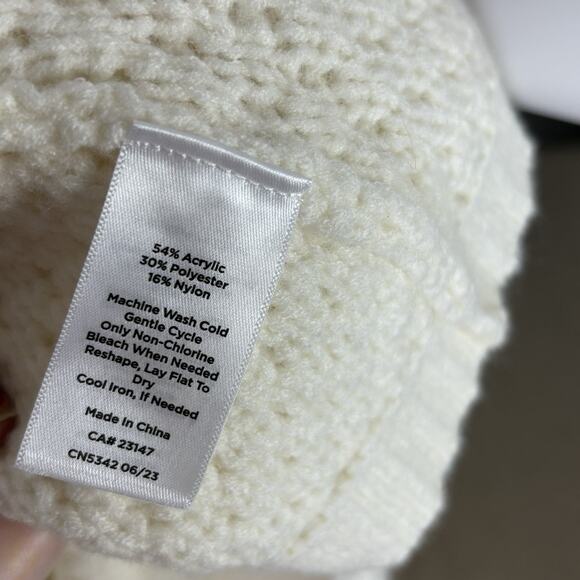 NWT Talbots Poncho Sweater Chunky Mockneck Cable Bobble Knit Ivory Size Small - Picture 7 of 7